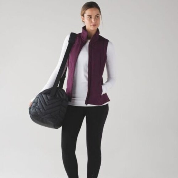 lululemon athletica Jackets & Blazers - LULULEMON athleta Run For Cold Vest 4 Plum Primaloft Zip Pockets Sz 4